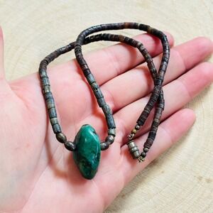 Vtg NAVAJO Heishi Turquoise nugget Necklace Native American Choker Beaded 17"